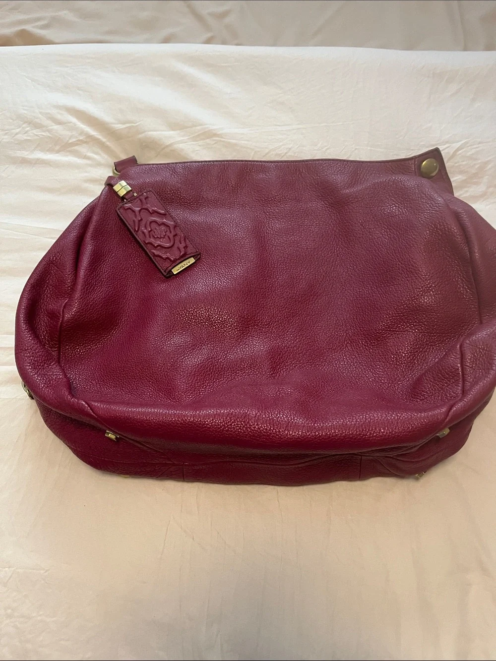 DR YANY Leather Hobo Bag in Deep Burgundy